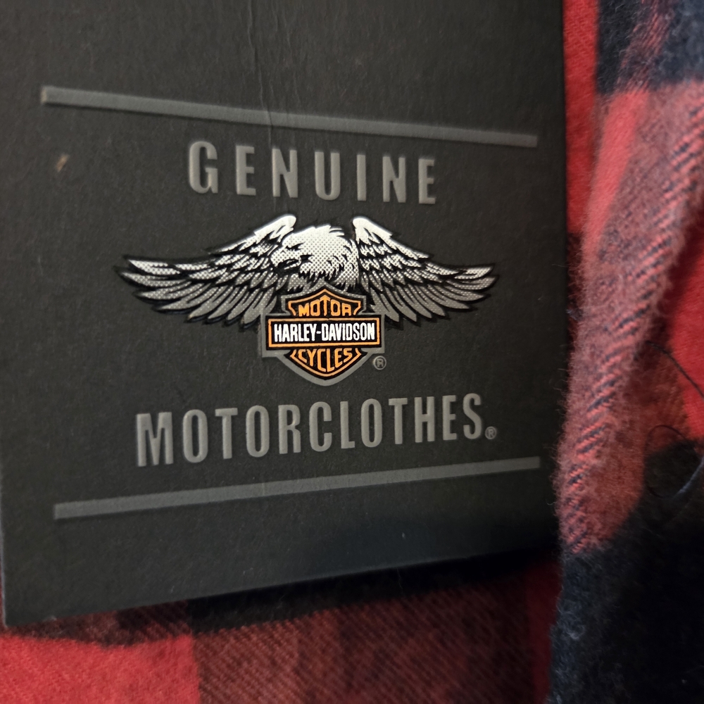 Harley-Davidson Red and Black Plaid Button Down Shirt - Picture 9 of 10